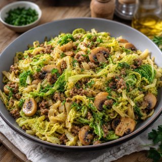 Wirsing-Hack-Pfanne-mit-Champignons
