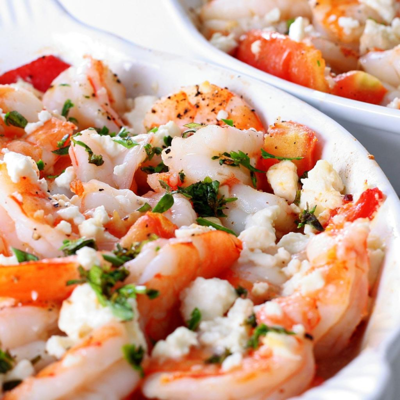 Garnelen mit Tomaten und Feta