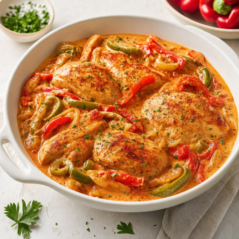 Paprika-Sahne-Hähnchen